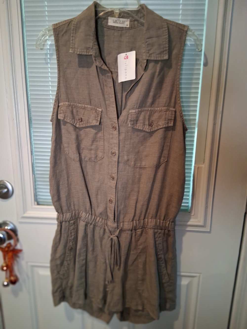 Sku44 Bella Dahl Olive Utility Sleeveless Romper NWT SIZE M original Price $188